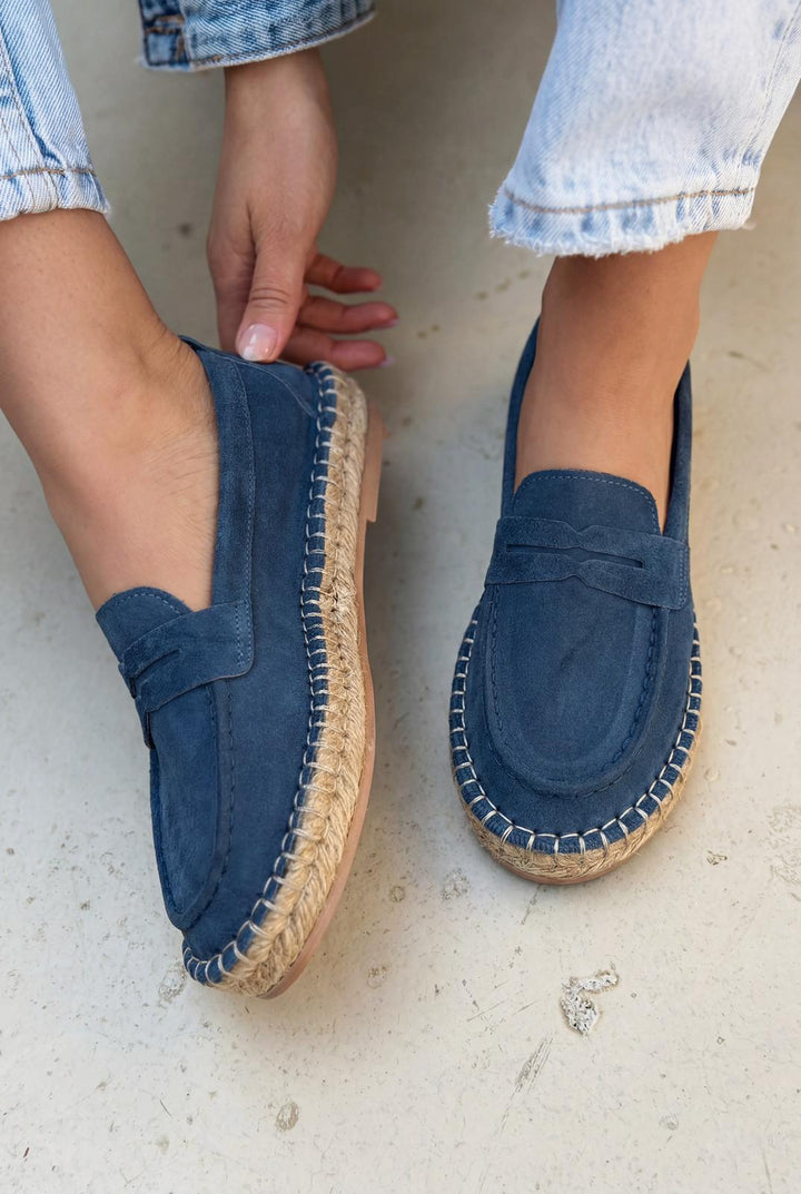 Celure Espadril Loafer Lacivert Hakiki Süet - ILOVESHOES