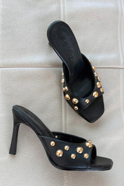Vynola Mat Deri Trok Detaylı Kadın Terlik Siyah - ILOVESHOES