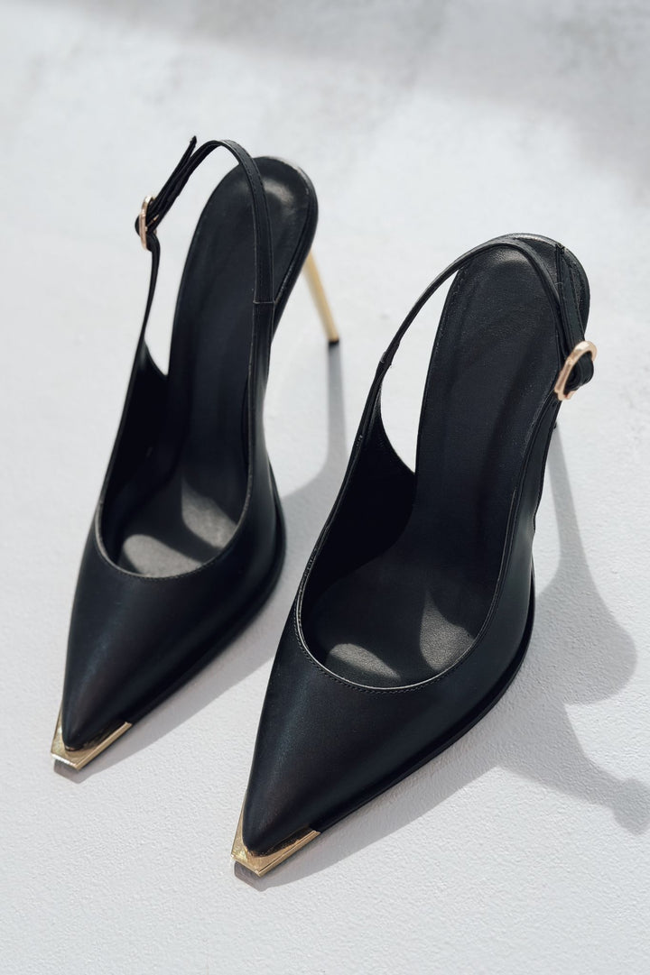 Noris Stiletto Siyah Mat Deri - ILOVESHOES