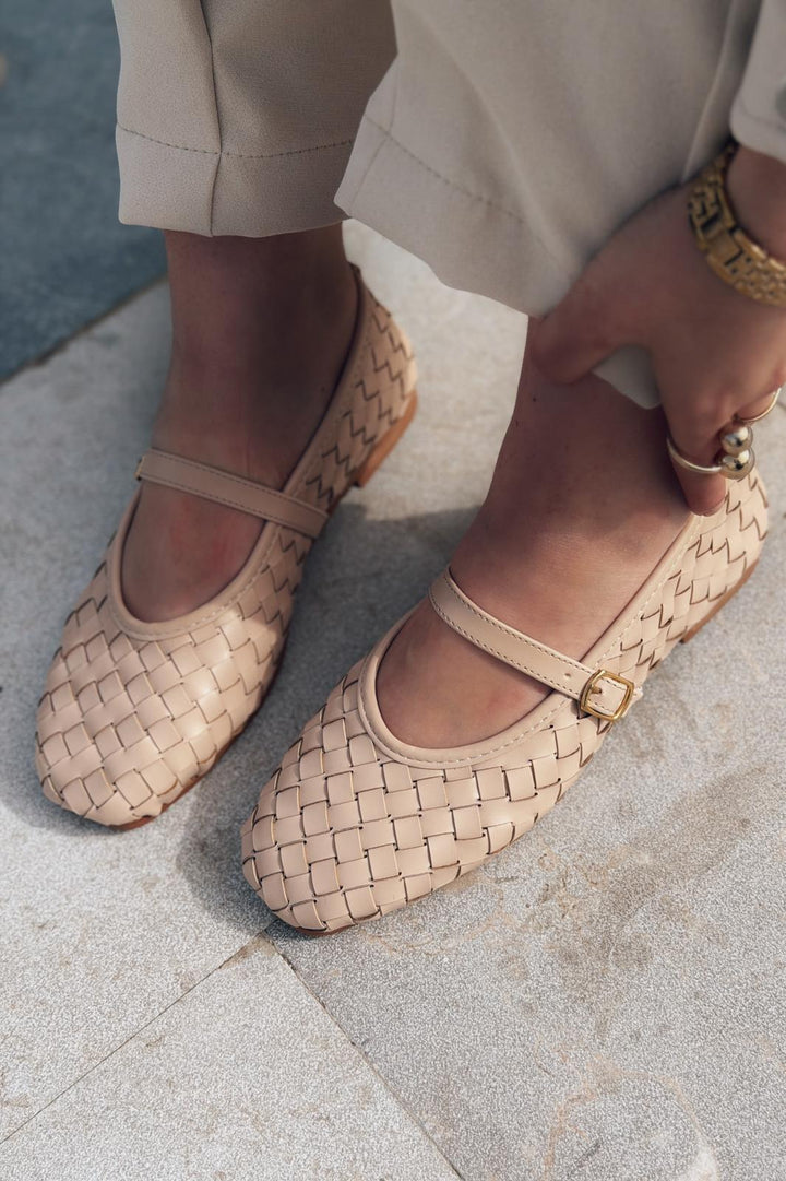 Roselle Kadın Babet Nude Mat Deri - ILOVESHOES