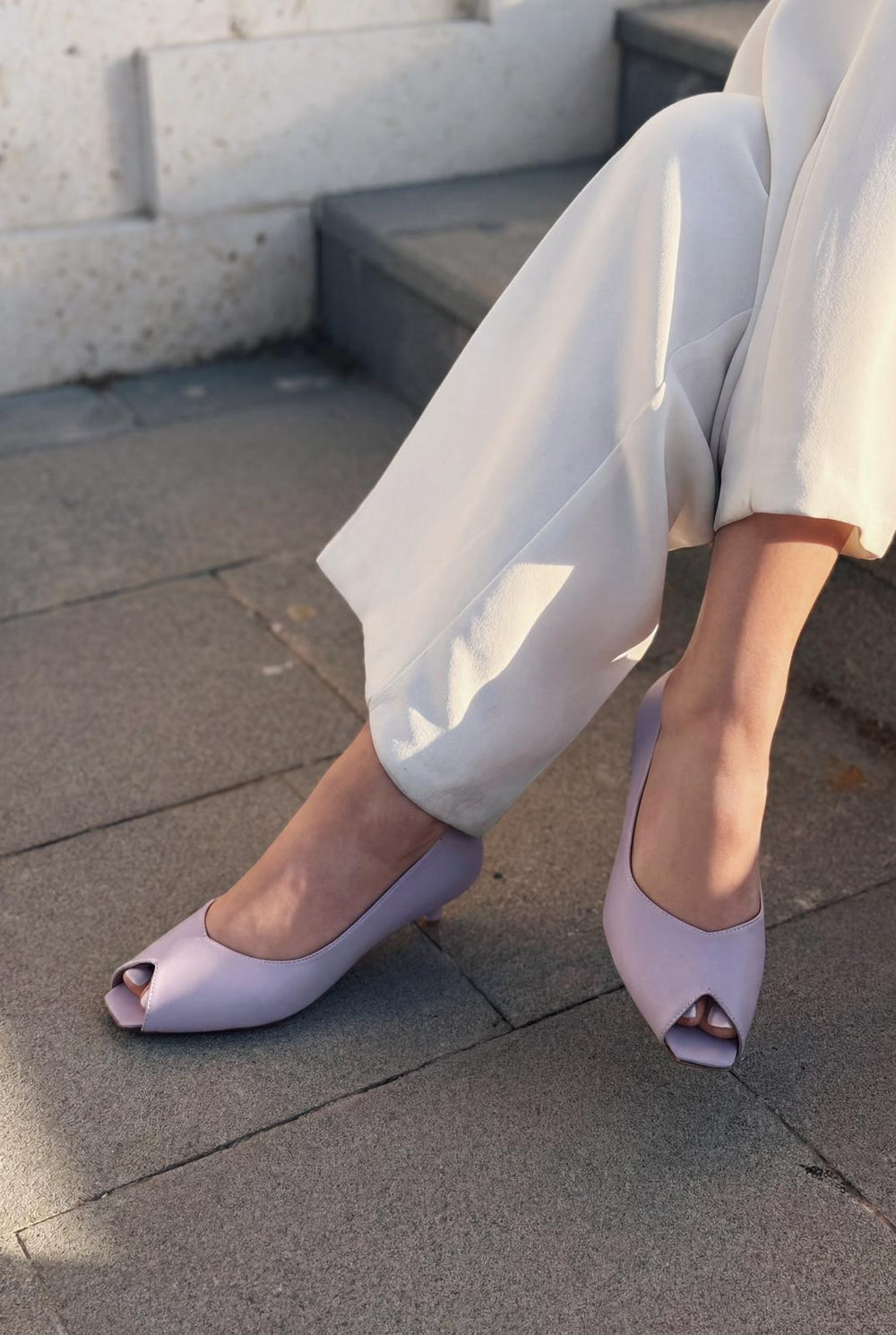 Norvion Hakiki Deri Lila Mat Deri Kadın Topuklu Ayakkabı - ILOVESHOES