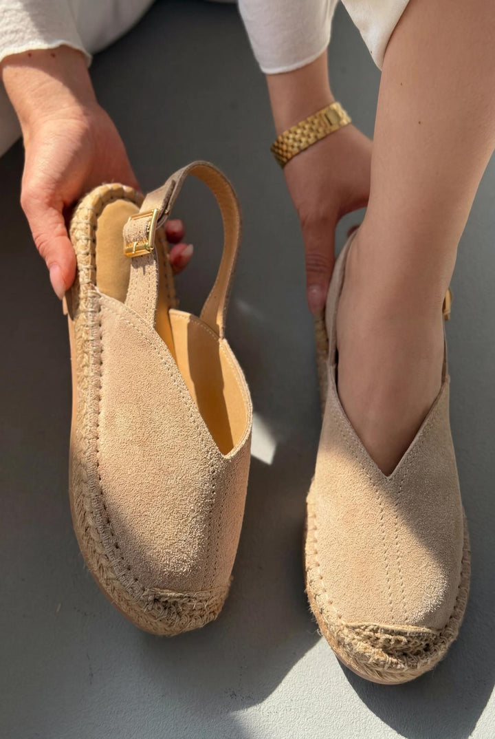 Orveth Bej Hakiki Süet Kadın Espadril - ILOVESHOES