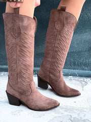 Marvett Kadın Kovboy Çizme Kahverengi Süet - ILOVESHOES