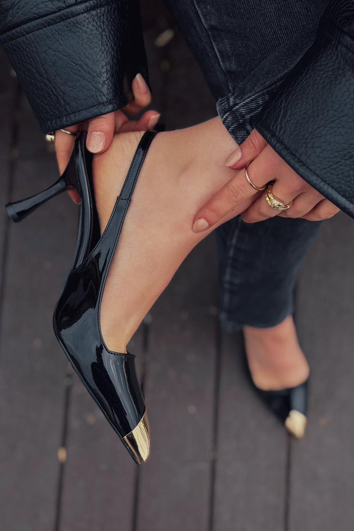 Caligo Stiletto Siyah Rugan - ILOVESHOES