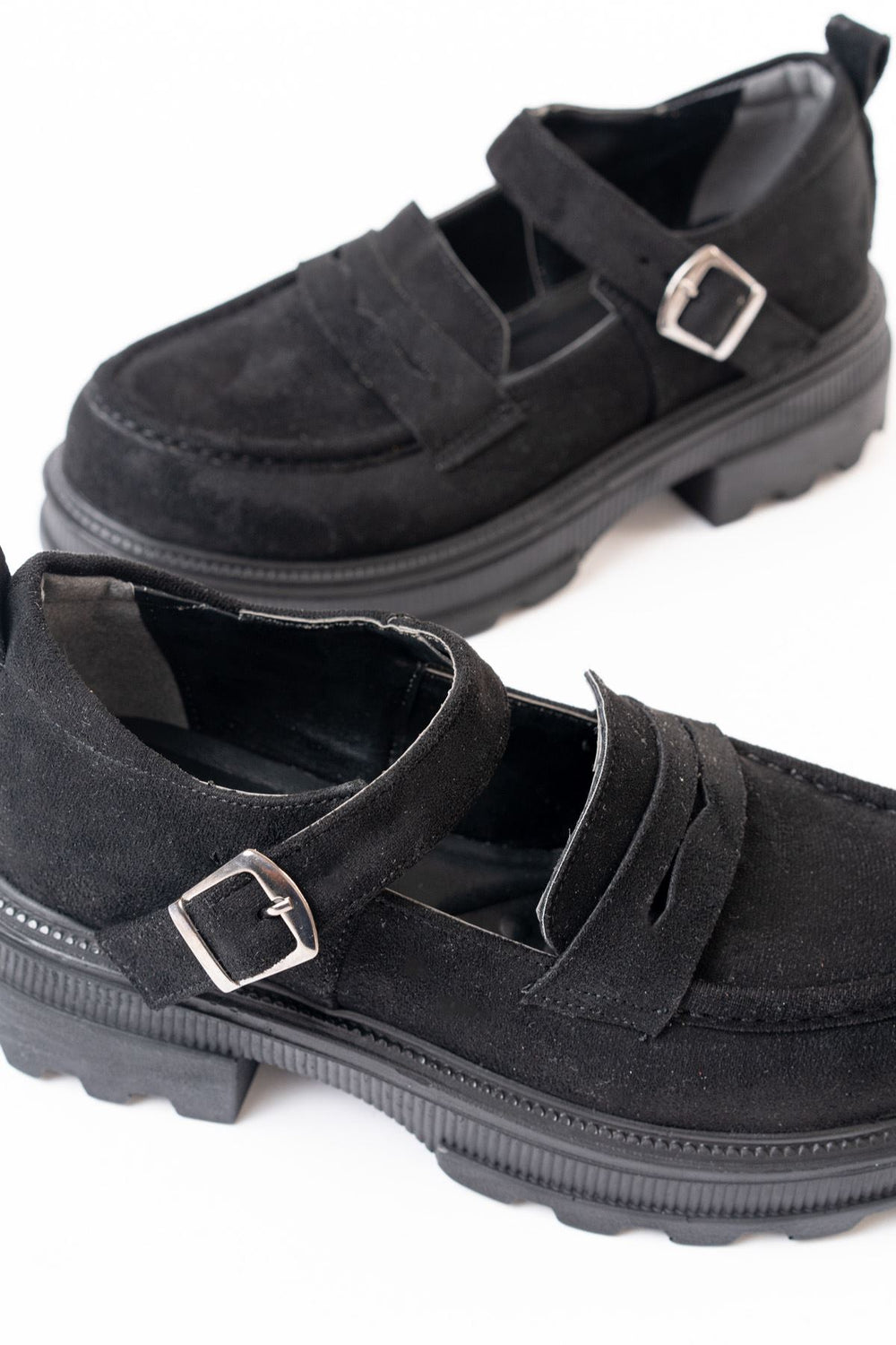 Clavix Süet Siyah Yüksek Tabanlı Loafer Ayakkabı - ILOVESHOES