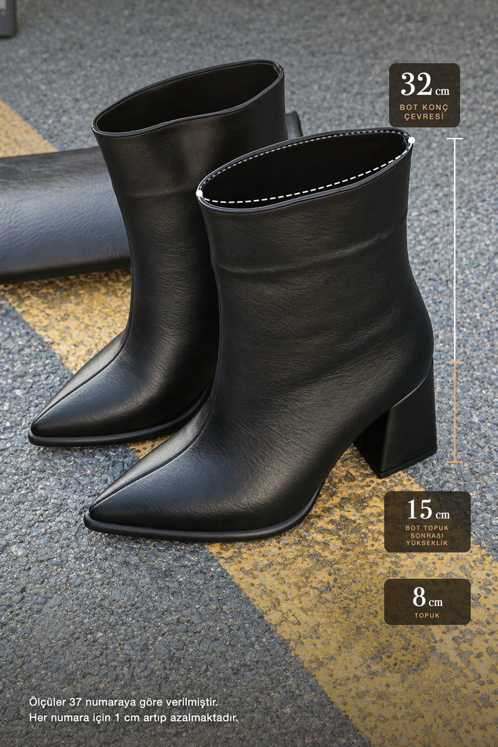 Vordax Siyah Mat Deri Tak Çıkar Bot Çizme - ILOVESHOES