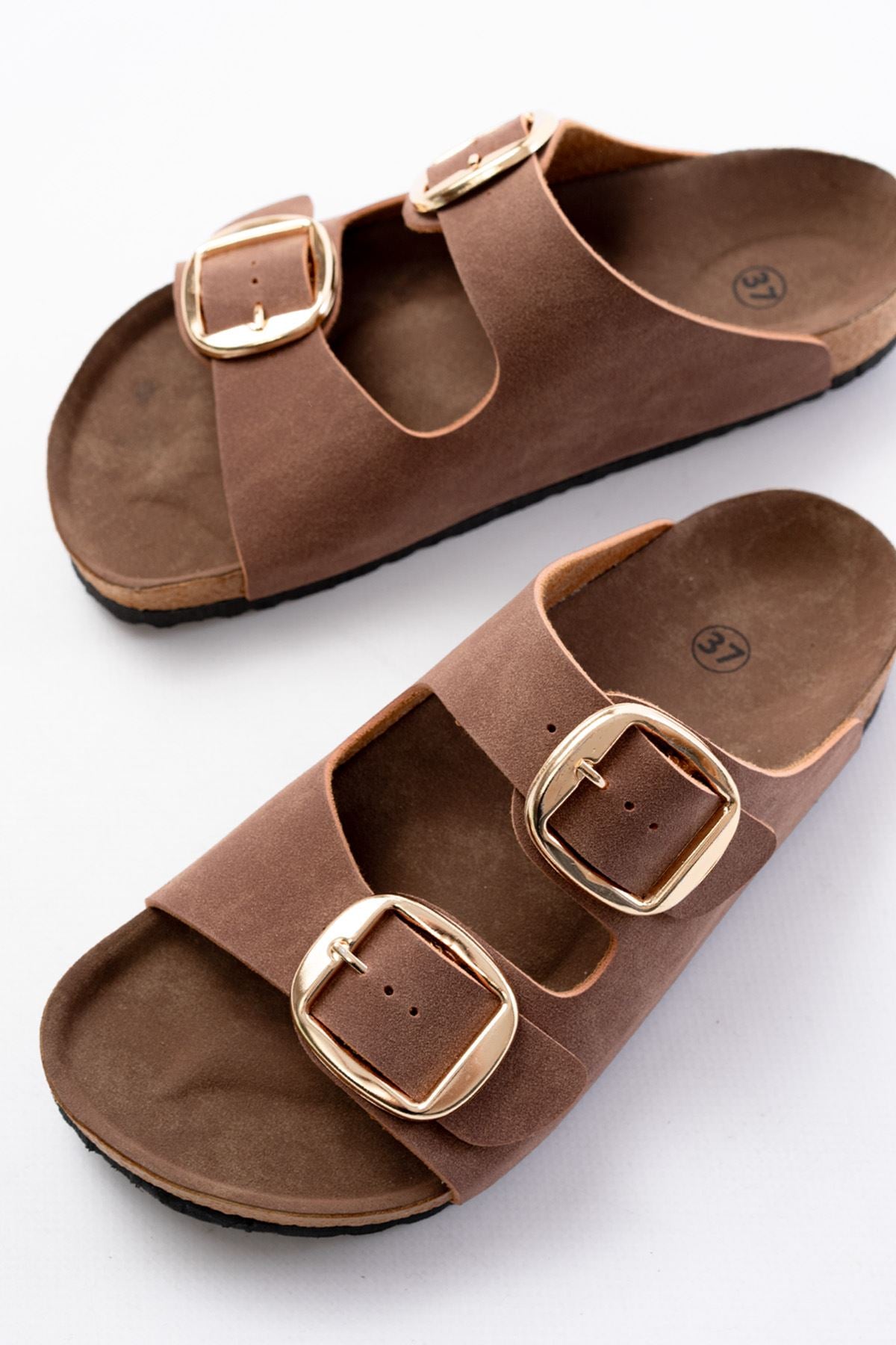 Palona Nubuk Taba Kadın Terlik - ILOVESHOES