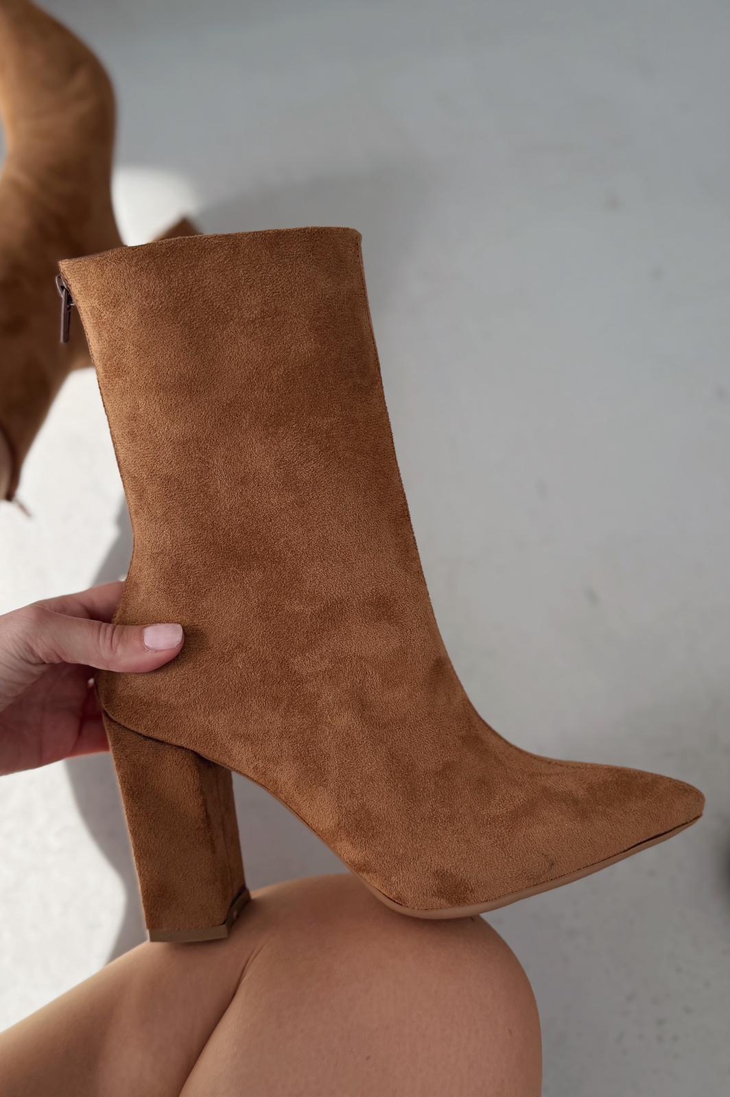 Lior Topuklu Kaın Bot Taba Süet - ILOVESHOES