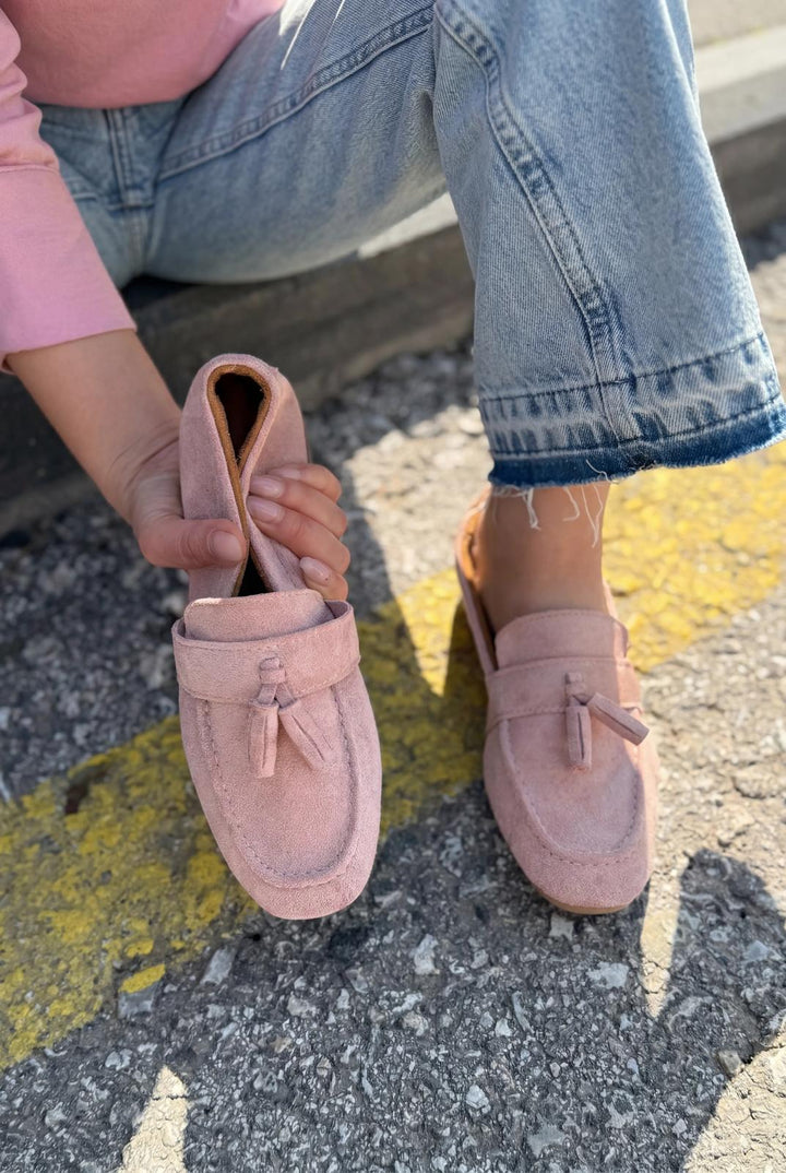 Olena Pudra Süet Kadın Loafer - ILOVESHOES