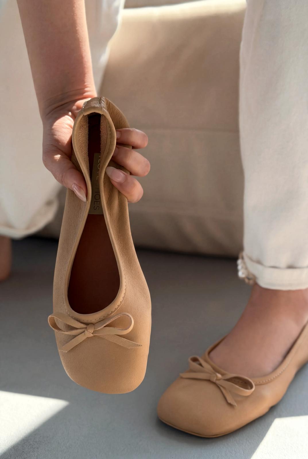 Telion Nude Hakiki Deri Kadın Babet - ILOVESHOES