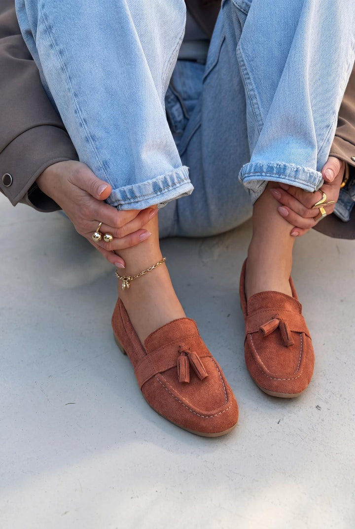 Olena Kadın Loafer Kiremit Süet - ILOVESHOES