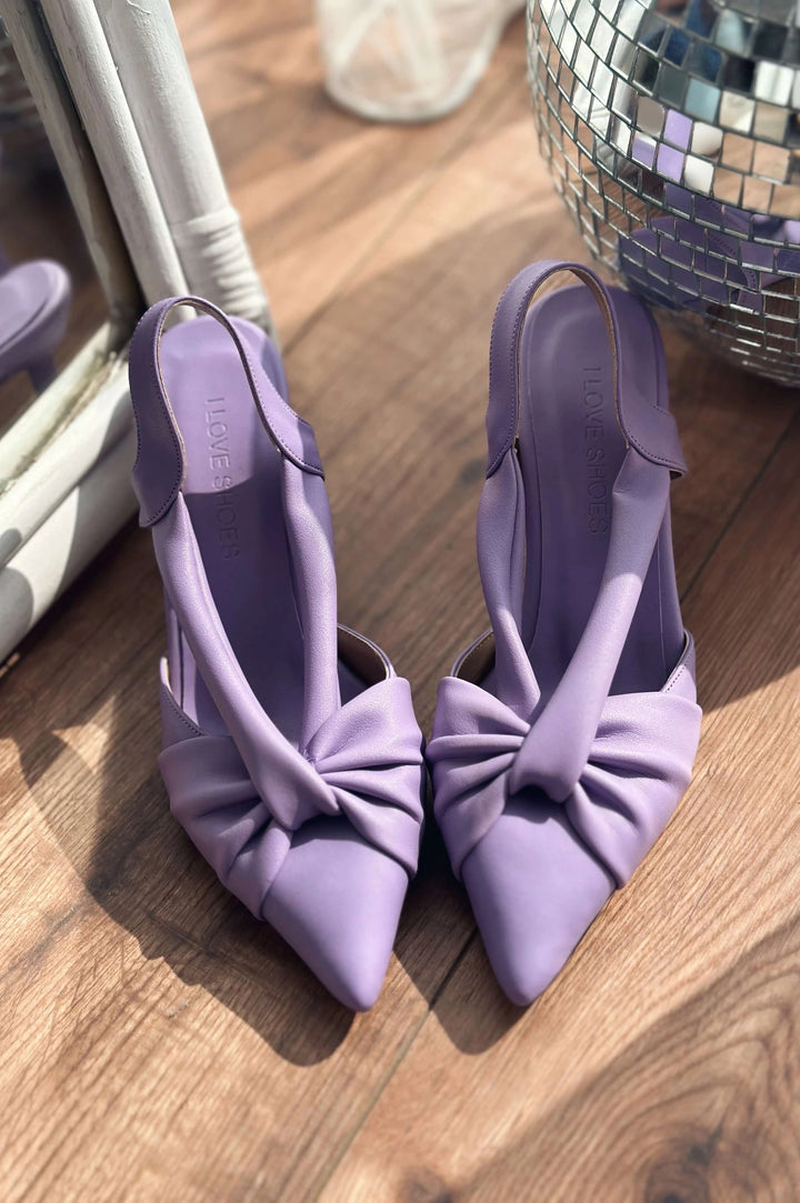 Anesta Mat Deri Kısa Topuklu Kadın Stiletto Lila