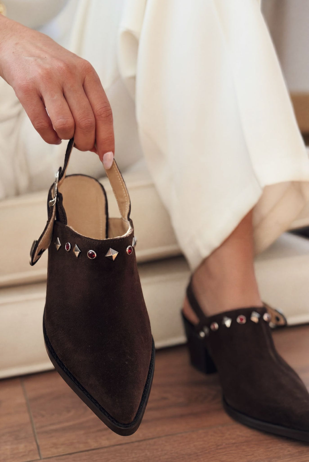 Velvorn Acıkahve Hakiki Süet Kadın Kovboy Topuklu Ayakkabı - ILOVESHOES
