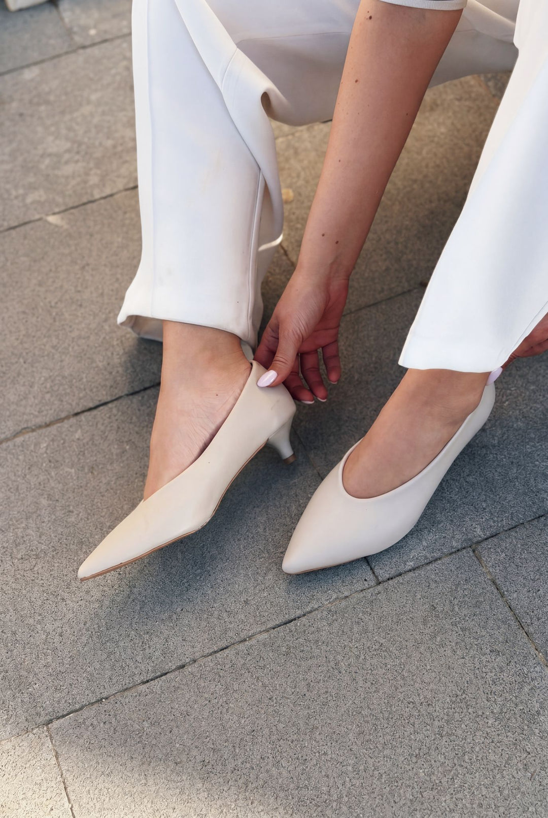 Seranis Hakiki Deri Bej Mat Deri Kadın Stiletto - ILOVESHOES