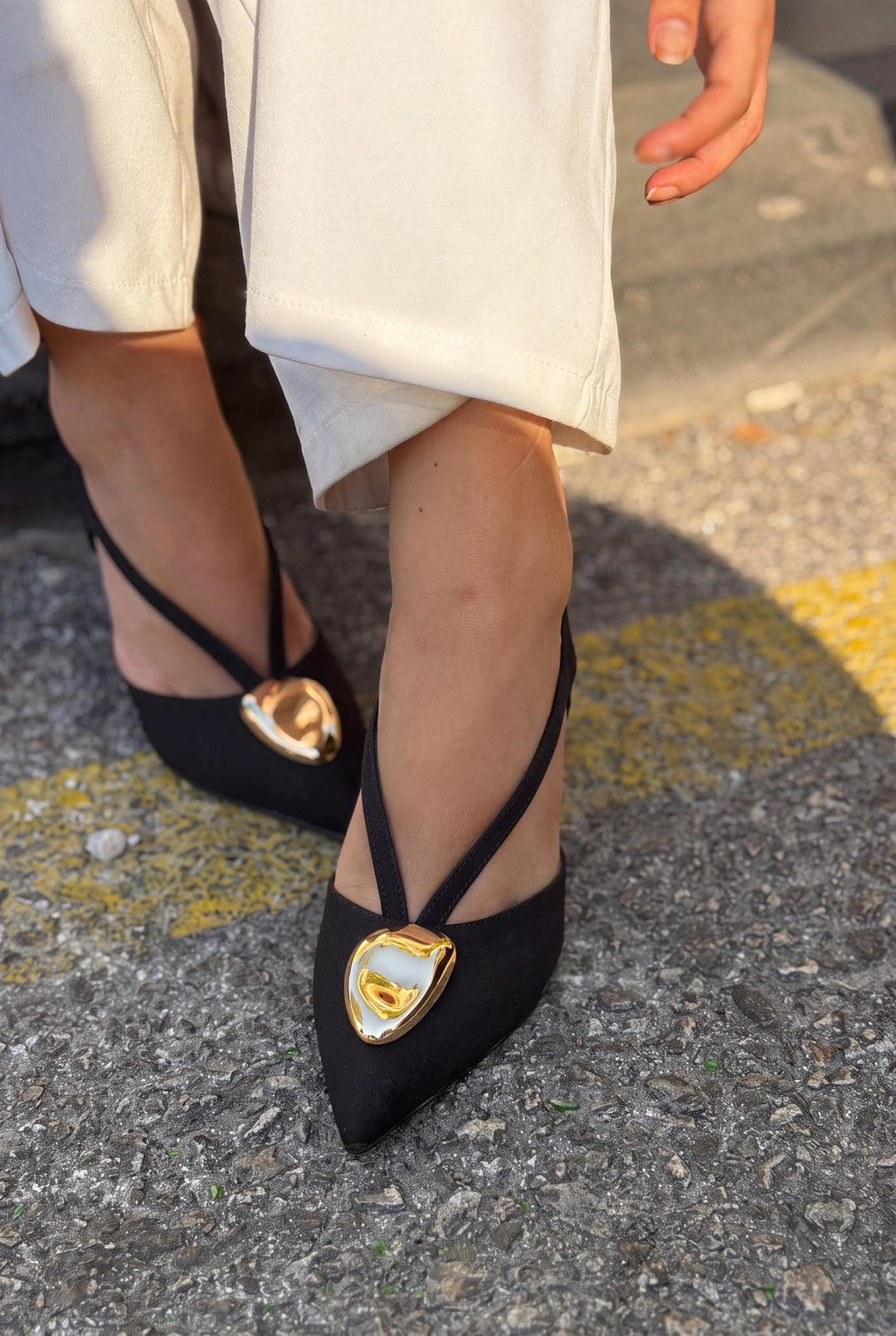 Luvieva Siyah Saten Kadın Stiletto