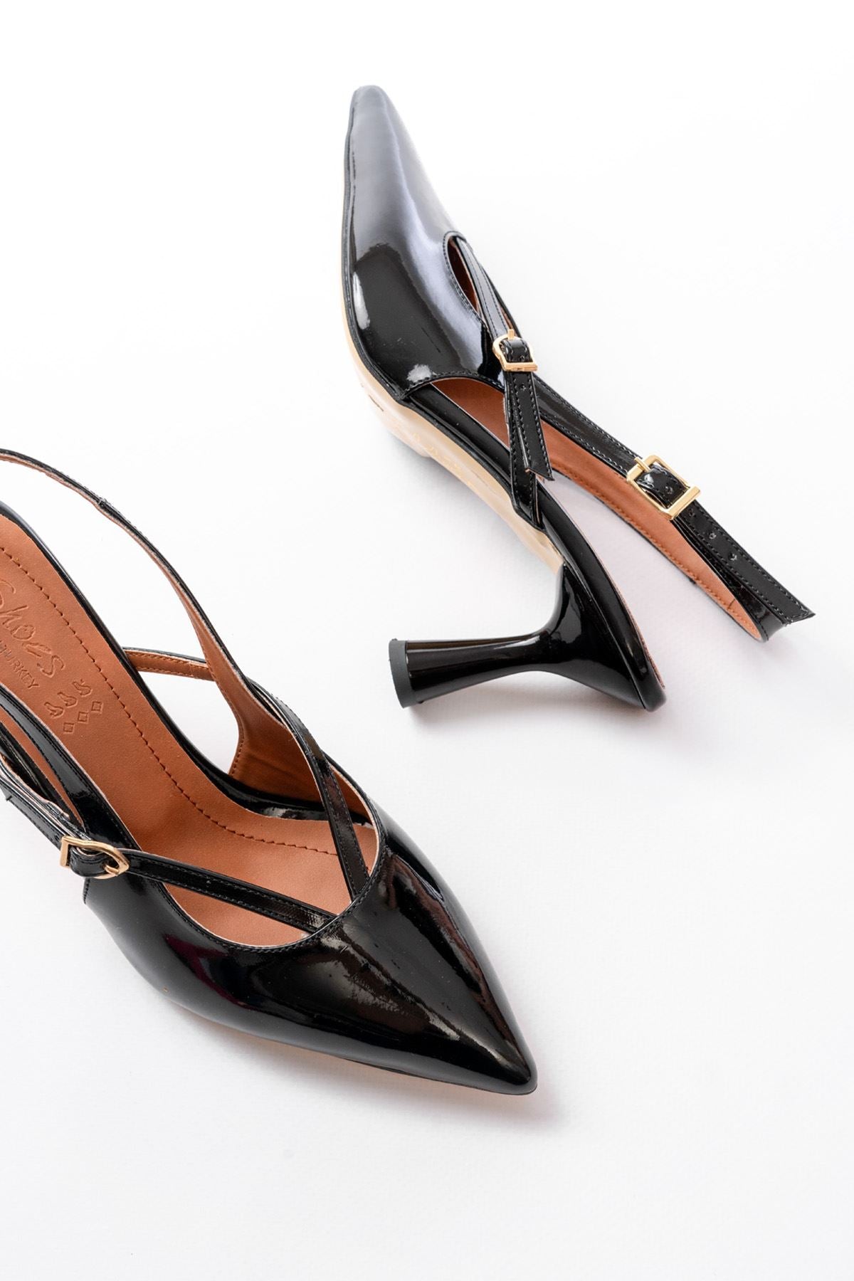 Salinor Rugan Siyah Toka Detaylı stiletto - ILOVESHOES
