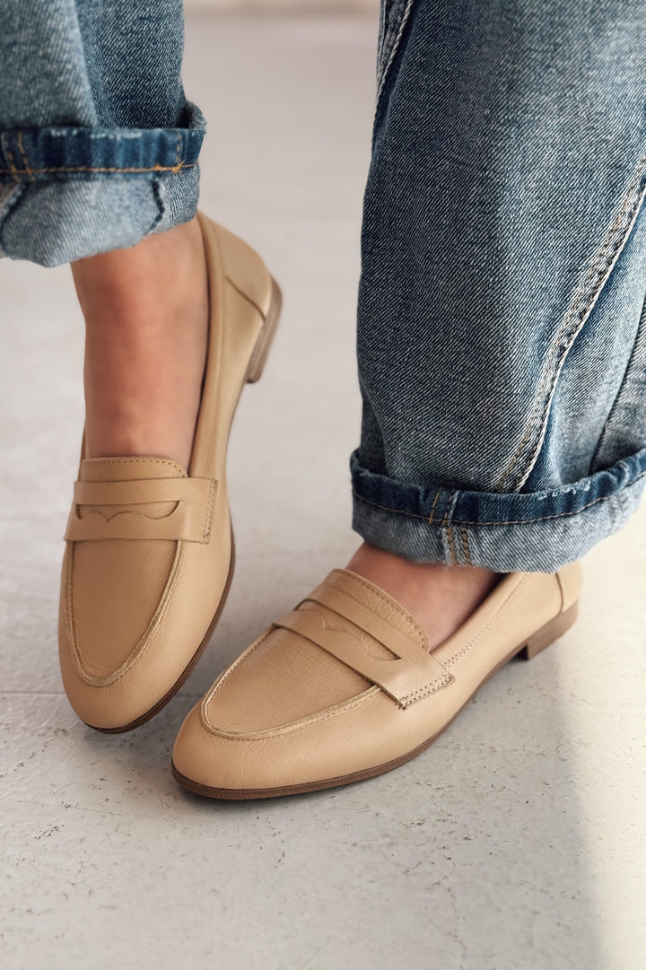 Lemor Hakiki Deri Kadın Loafer Bej