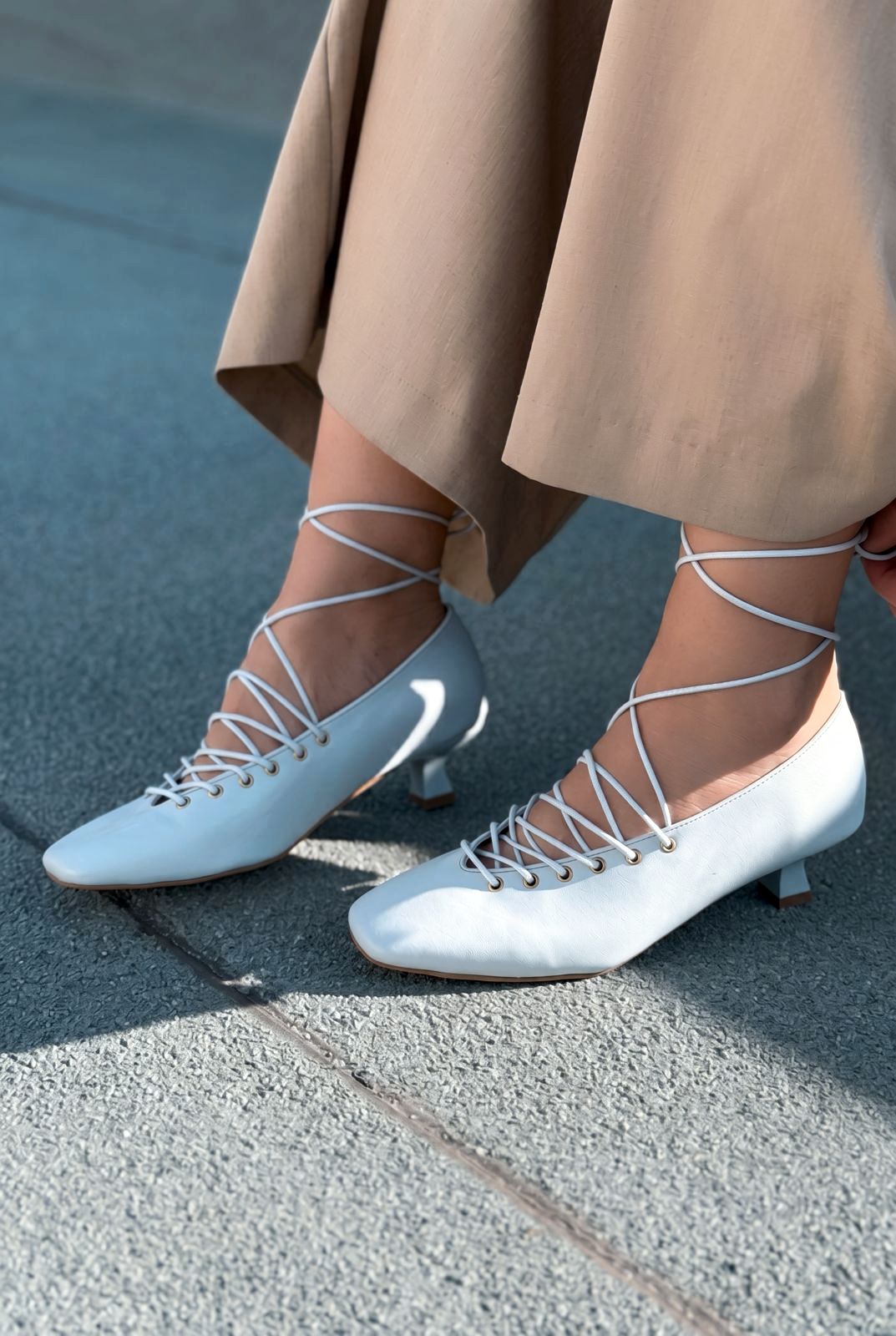 Sernis Bebek Mavisi Mat Deri Kadın Topuklu Ayakkabı - ILOVESHOES
