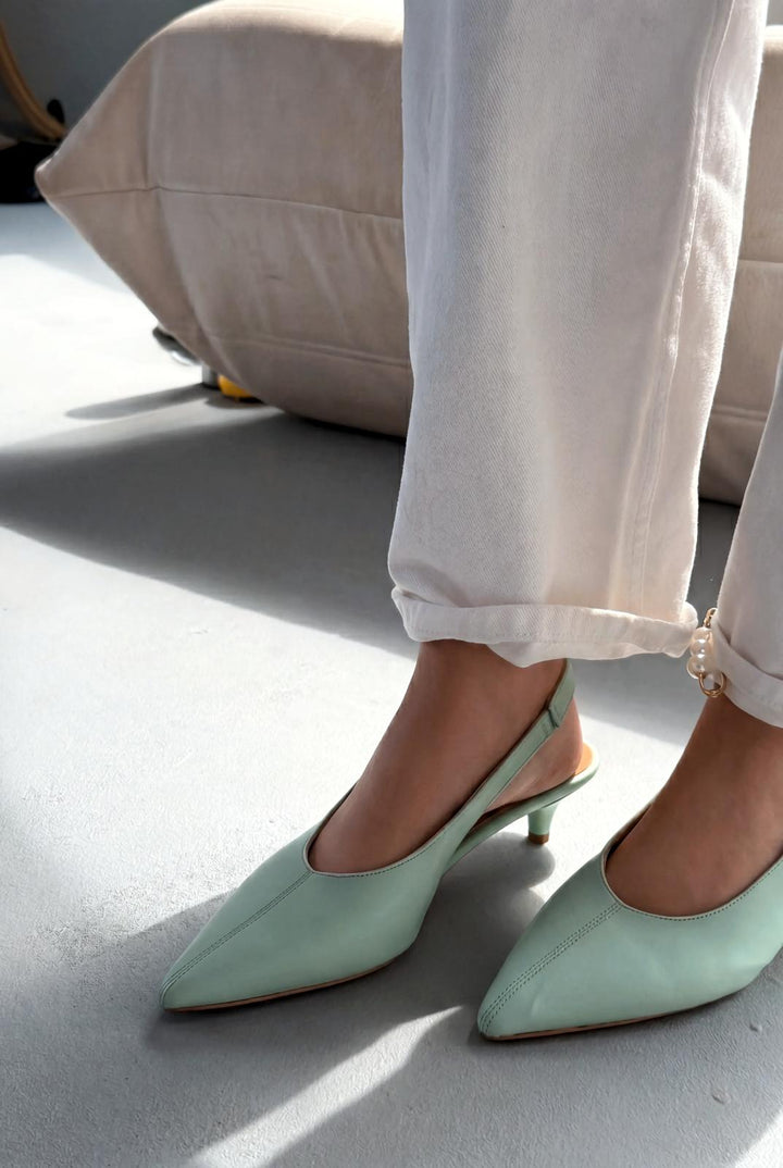 Selor Yeşil Mat Deri Kadın Stiletto - ILOVESHOES