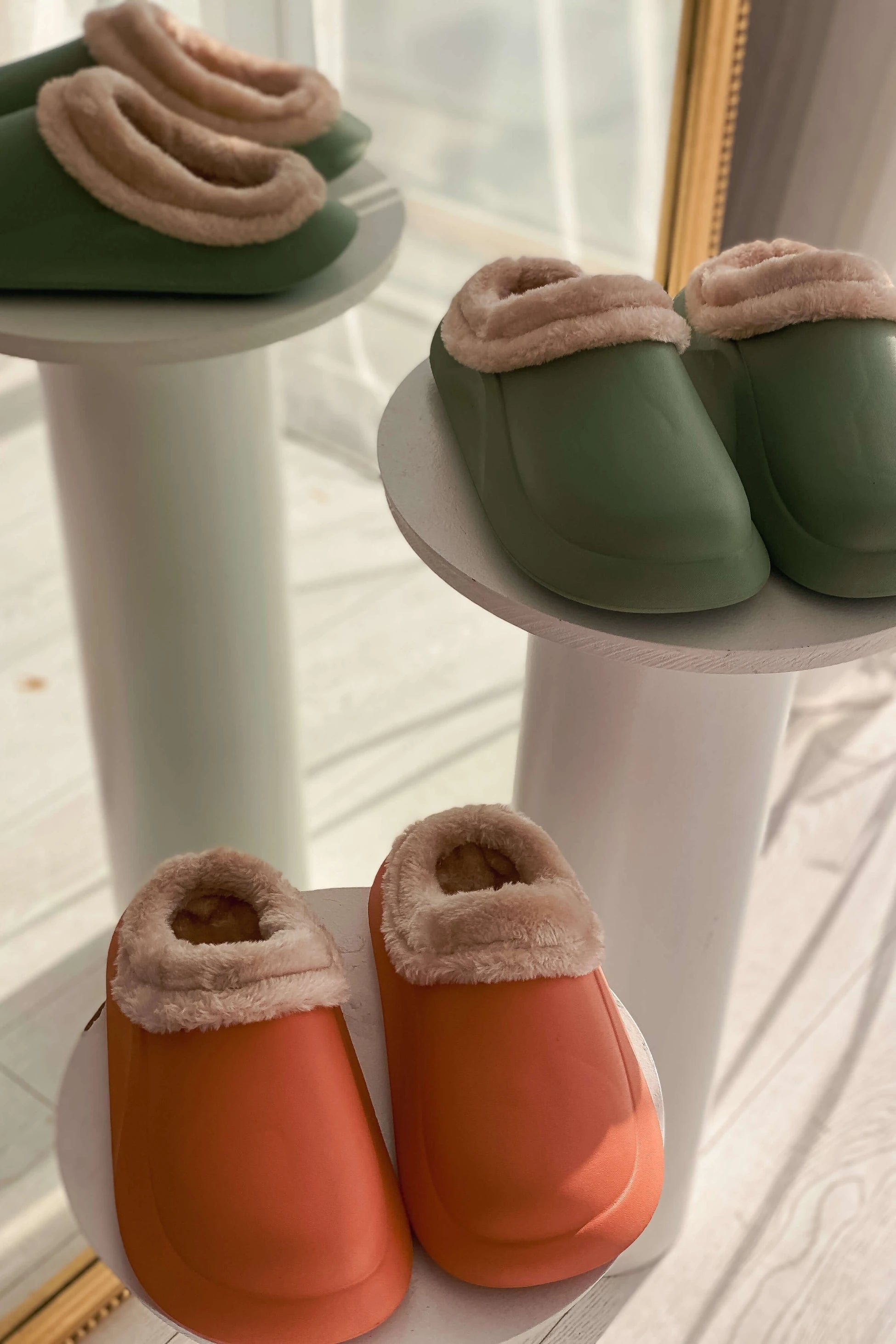 Pofico Kadın Faylon İçi Peluş Ev Terliği Turuncu
