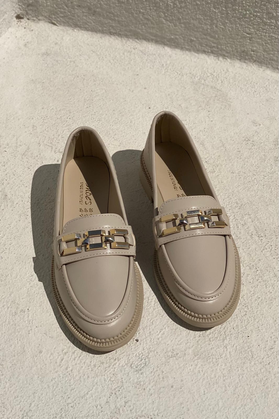 Yovric Mat Deri Bej Kadın Loafer - ILOVESHOES