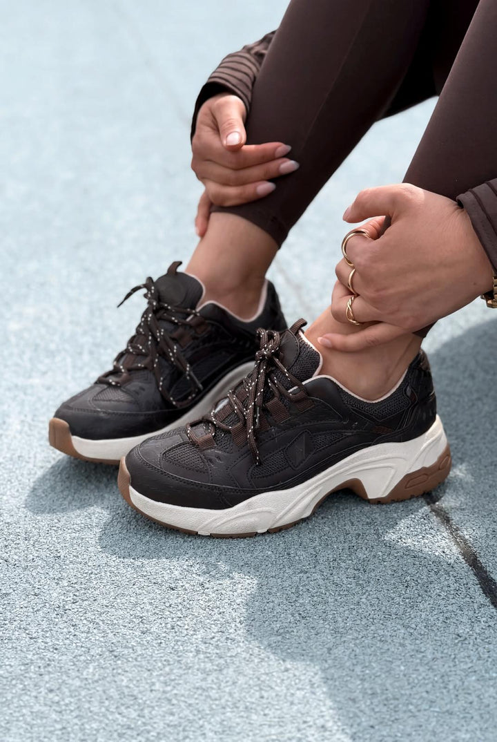 Norser Hakiki Deri Kadın Spor Ayakkabı Acıkahve - ILOVESHOES