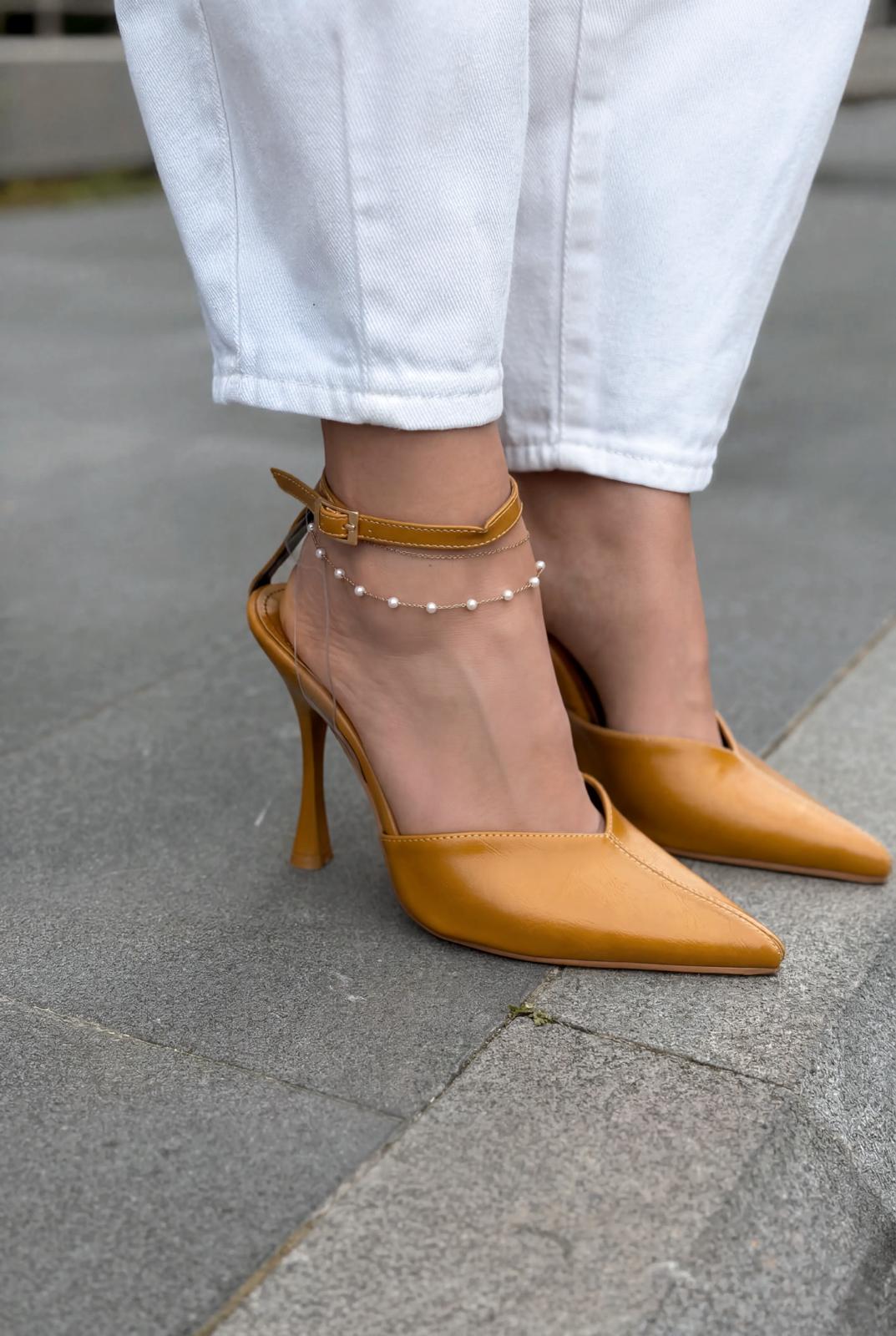 Rovire Stiletto Taba Kırışık Deri - ILOVESHOES