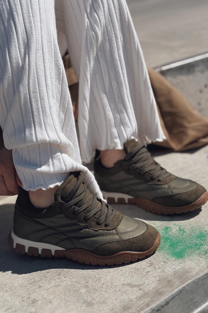 Romine Paraşüt Kumaş Haki Kadın Spor Ayakkabı - ILOVESHOES