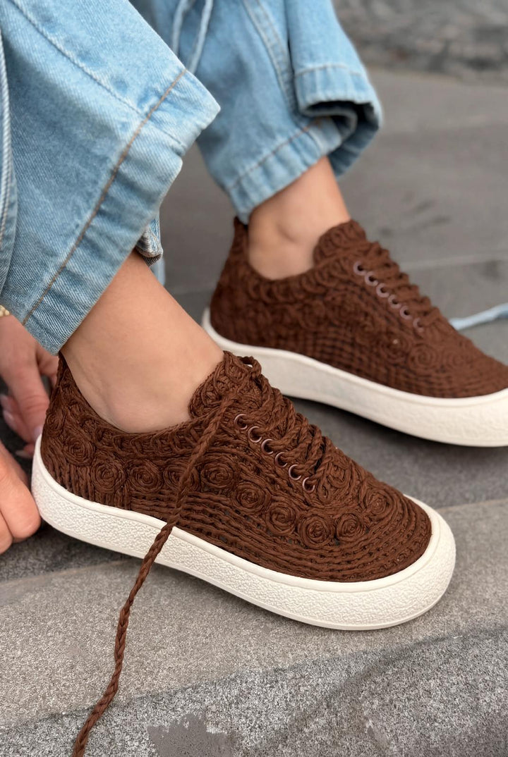 Sarrin Kadın Spor Ayakkabı Acıkahve Örgü