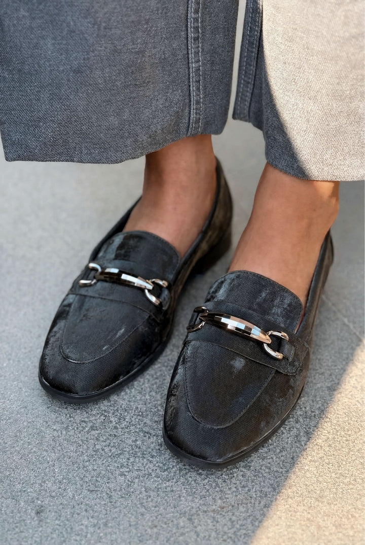 Ardena Kadın Loafer Siyah Saten - ILOVESHOES