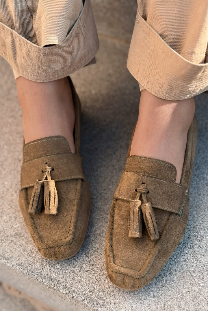 Olena Kadın Loafer Haki Süet - ILOVESHOES