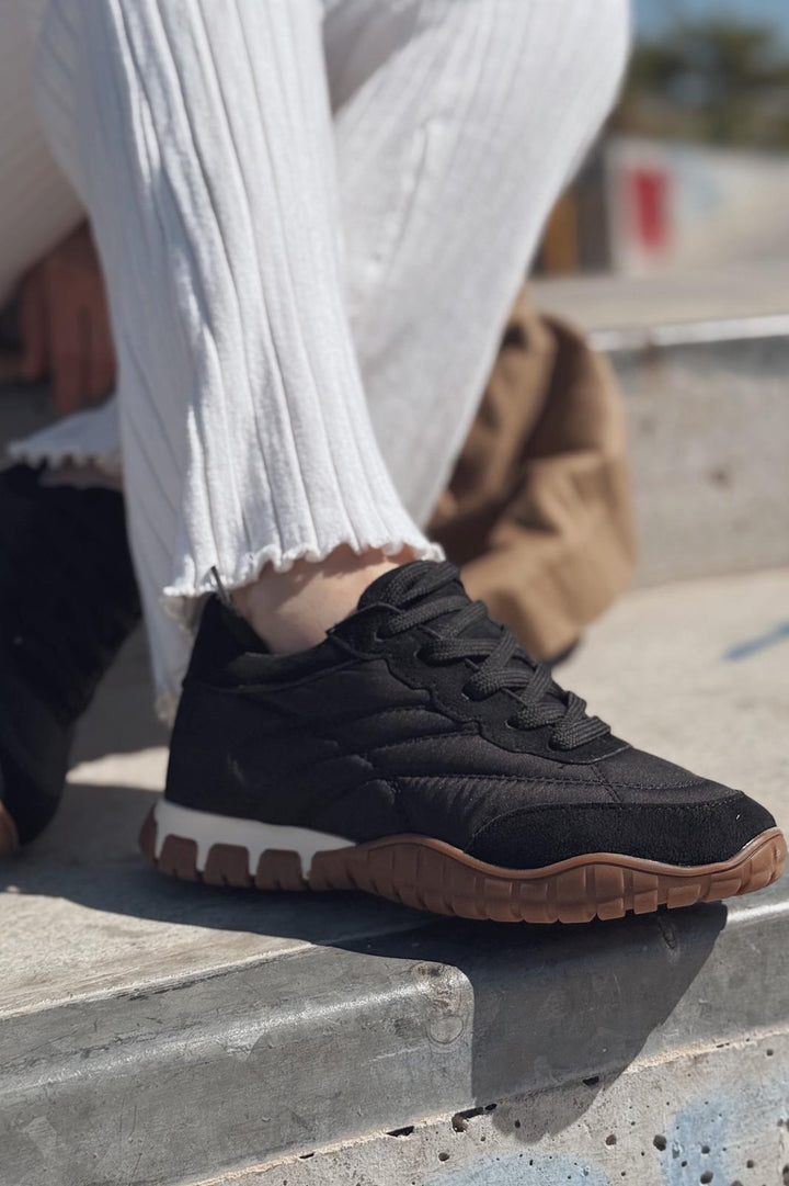 Romine Paraşüt Kumaş Siyah Kadın Spor Ayakkabı - ILOVESHOES