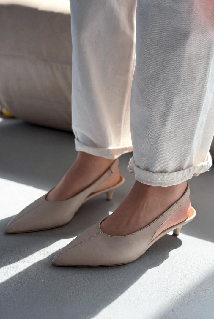 Selor Bej Mat Deri Kadın Stiletto - ILOVESHOES