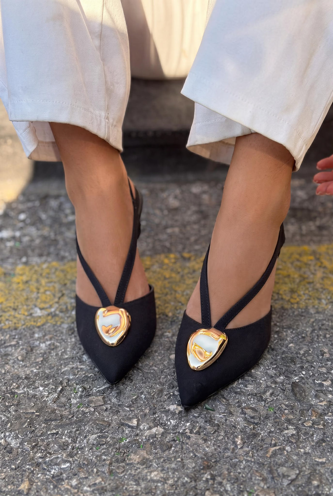 Luvieva Siyah Saten Kadın Stiletto