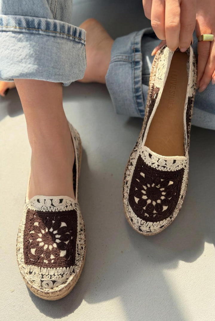 Linera Acıkahve Kadın Espadril Loafer - ILOVESHOES
