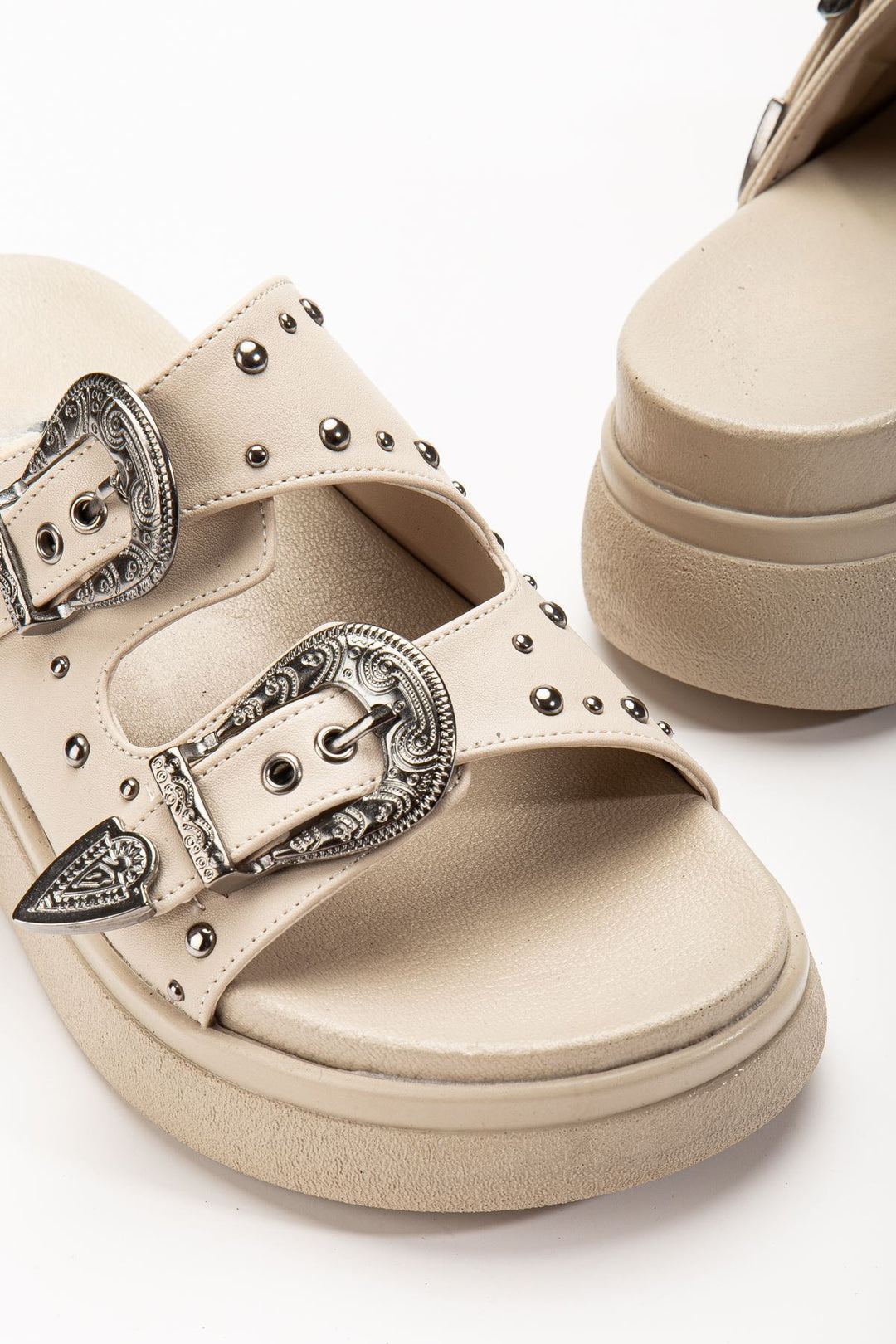 Palinea Mat Bej Troklu Kadın Terlik - ILOVESHOES