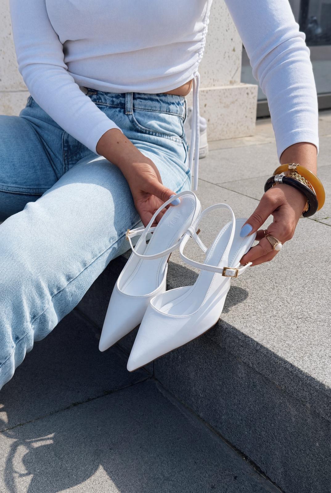 Torev Beyaz Mat Deri Kadın Stiletto - ILOVESHOES