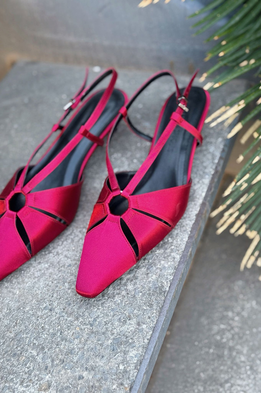 Ozeras Saten Bordo Kısa Topuklu Stiletto - ILOVESHOES