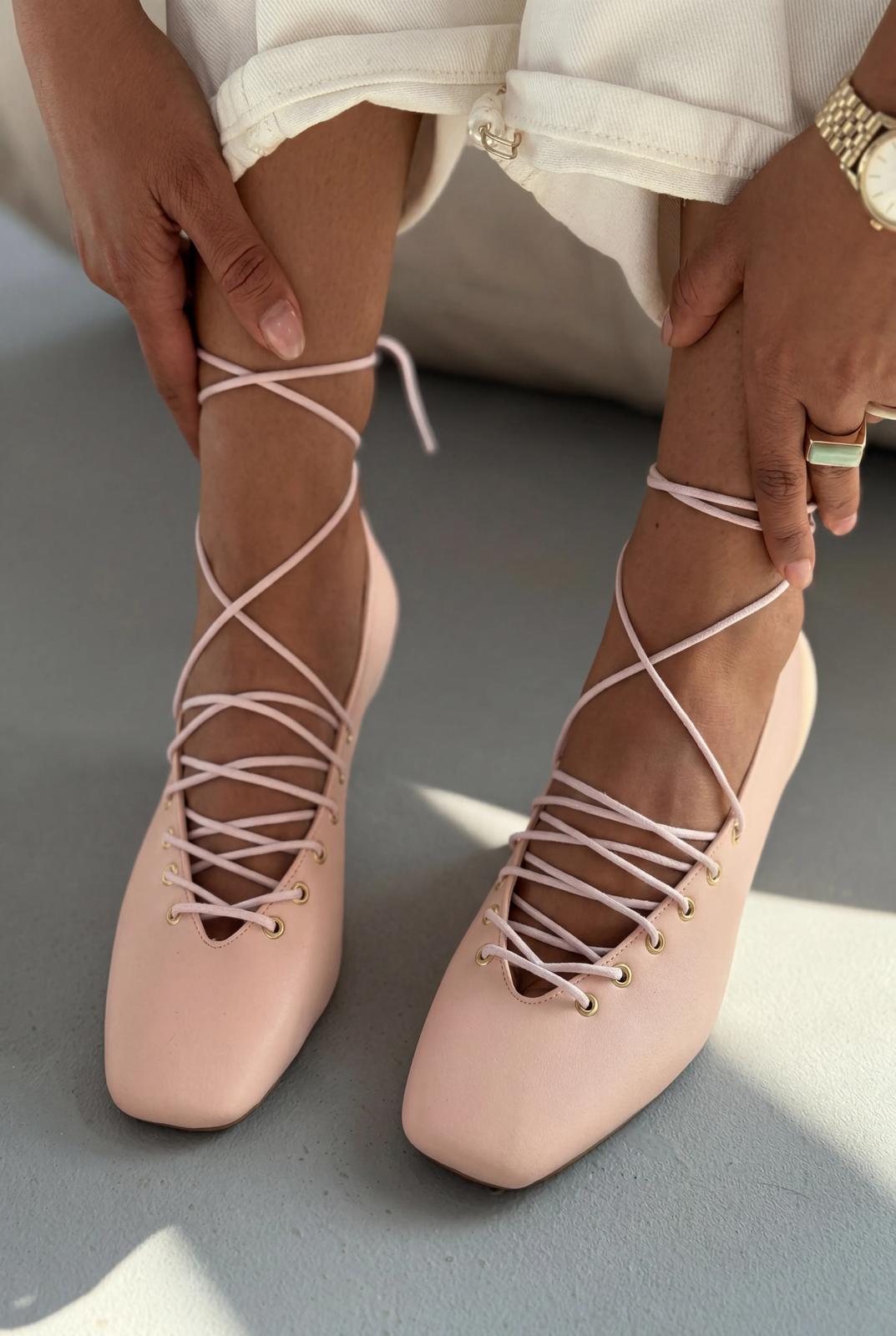 Sernis Pudra Mat Deri Kadın Topuklu Ayakkabı - ILOVESHOES