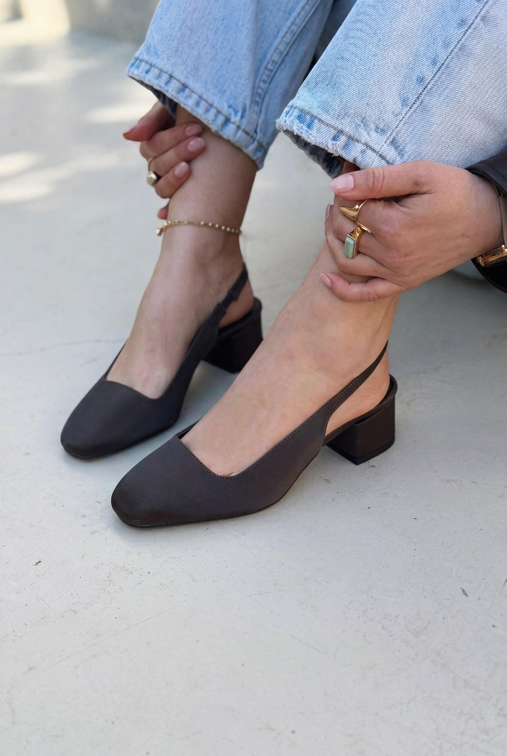 Solen Mary jane Topuklu Ayakkabı Acıkahve Saten - ILOVESHOES