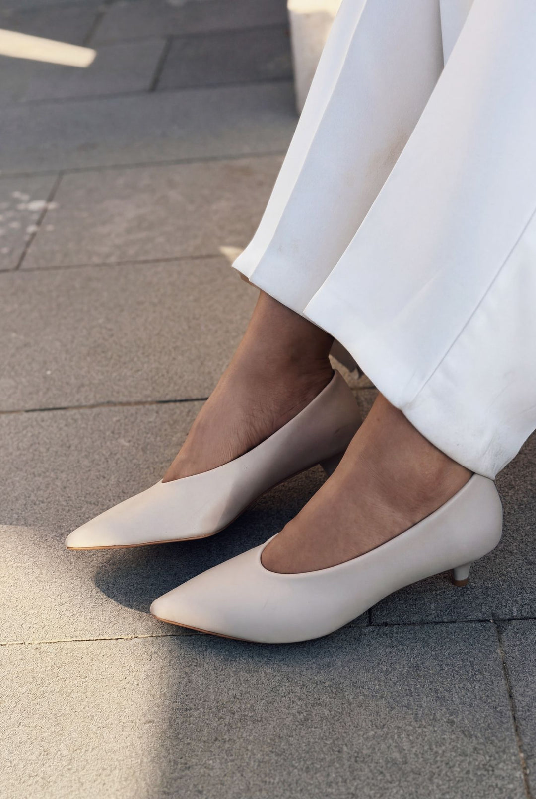 Seranis Hakiki Deri Bej Mat Deri Kadın Stiletto - ILOVESHOES