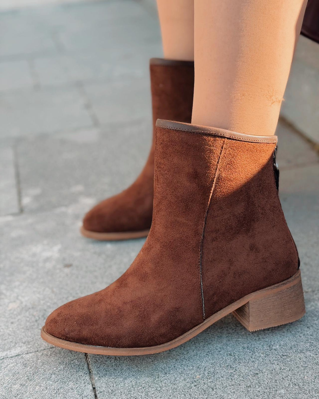 Olvara Kadın Topuklu Bot Kahverengi Süet - ILOVESHOES