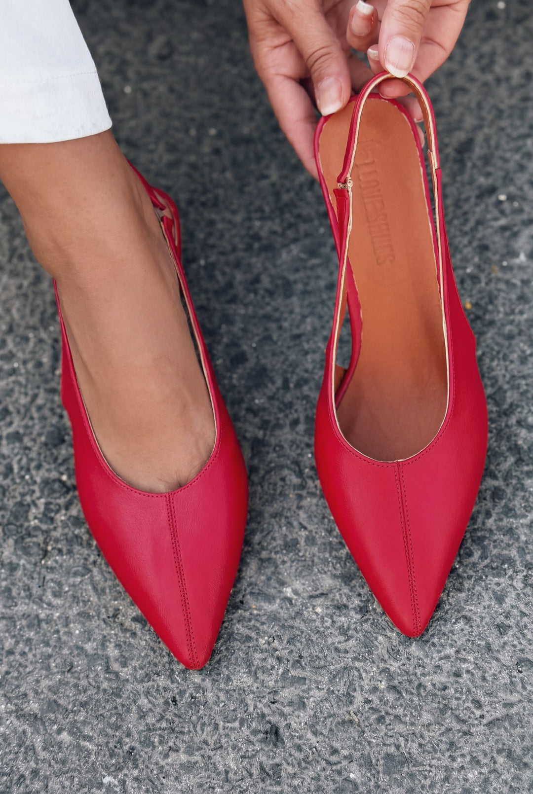 Selor Hakiki Deri Kırmızı Mat Deri Kadın Stiletto