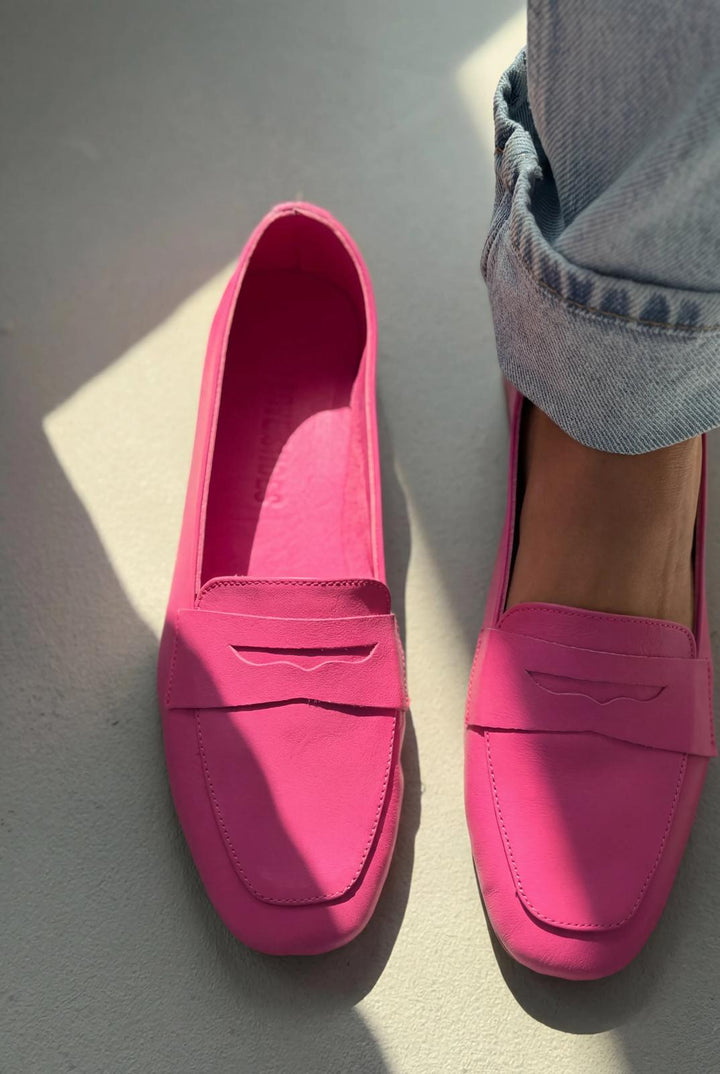 Melniel Fuşya Hakiki Deri Kadın Loafer - ILOVESHOES