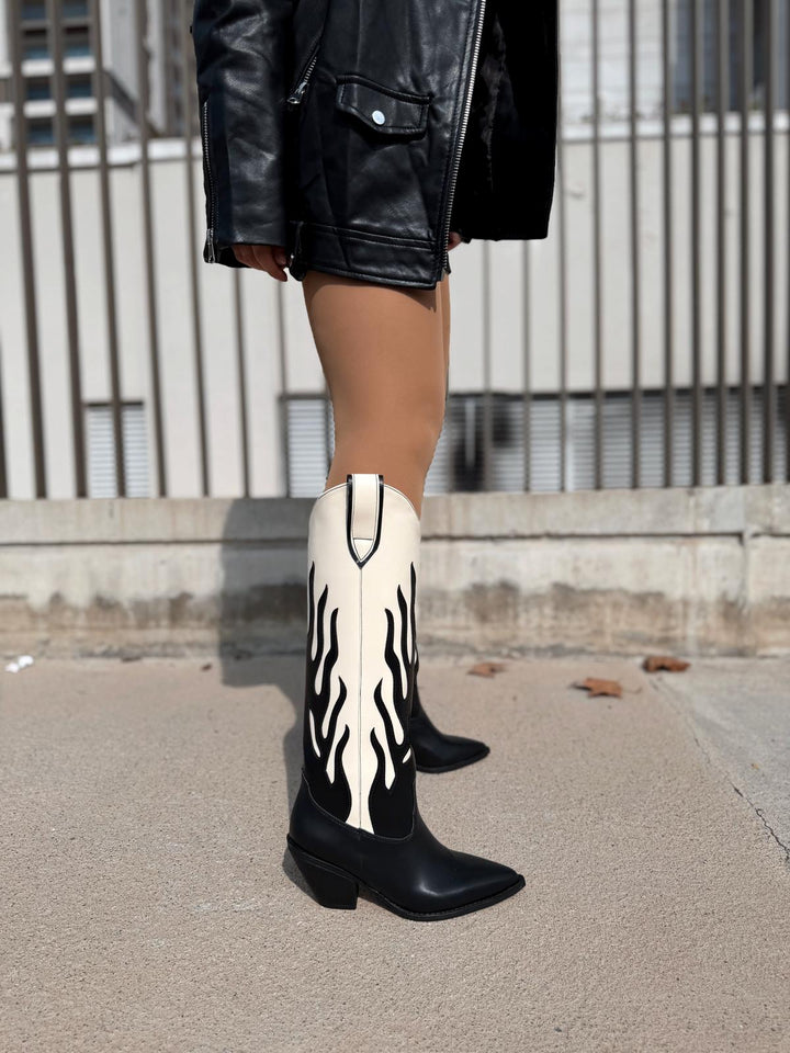 Uldra Kadın Kovboy Çizme Siyah Mat Deri - ILOVESHOES