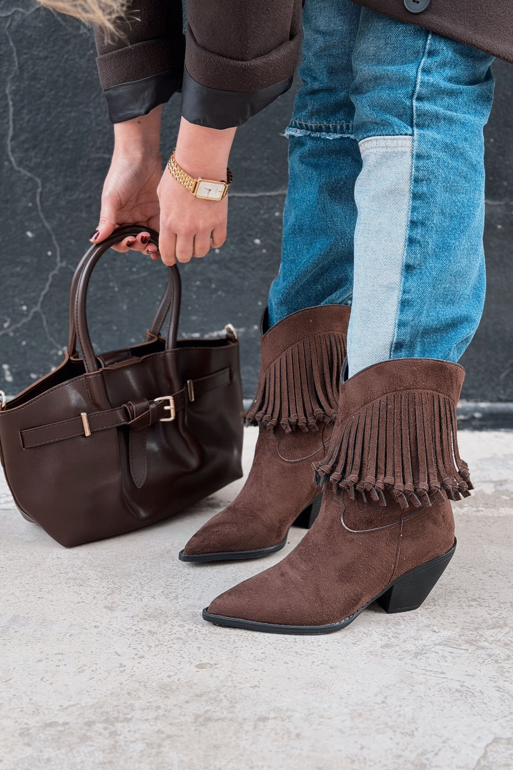 Avenor Omuz Çantası Acıkahve Mat Deri - ILOVESHOES