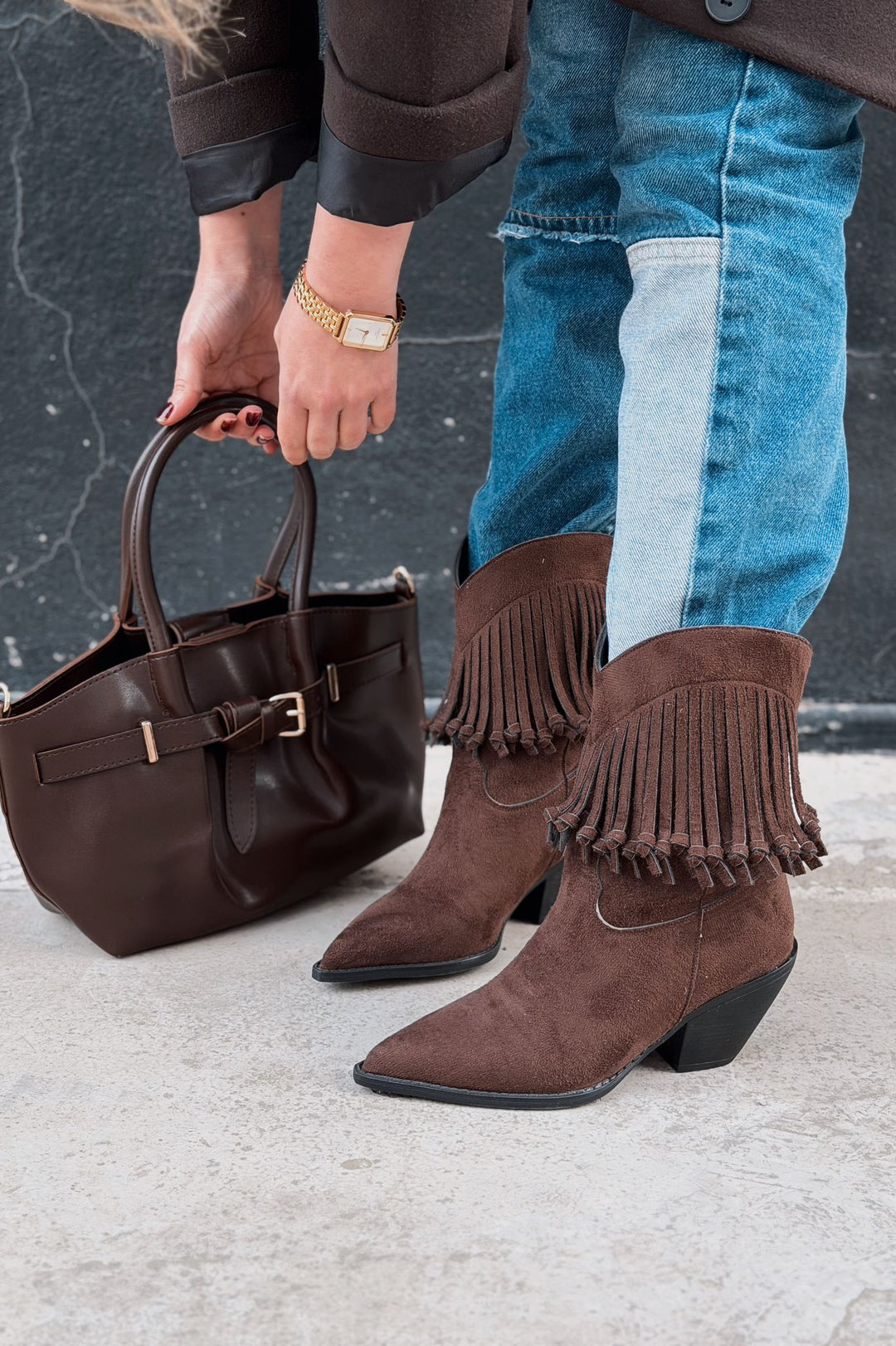 Avenor Omuz Çantası Acıkahve Mat Deri - ILOVESHOES