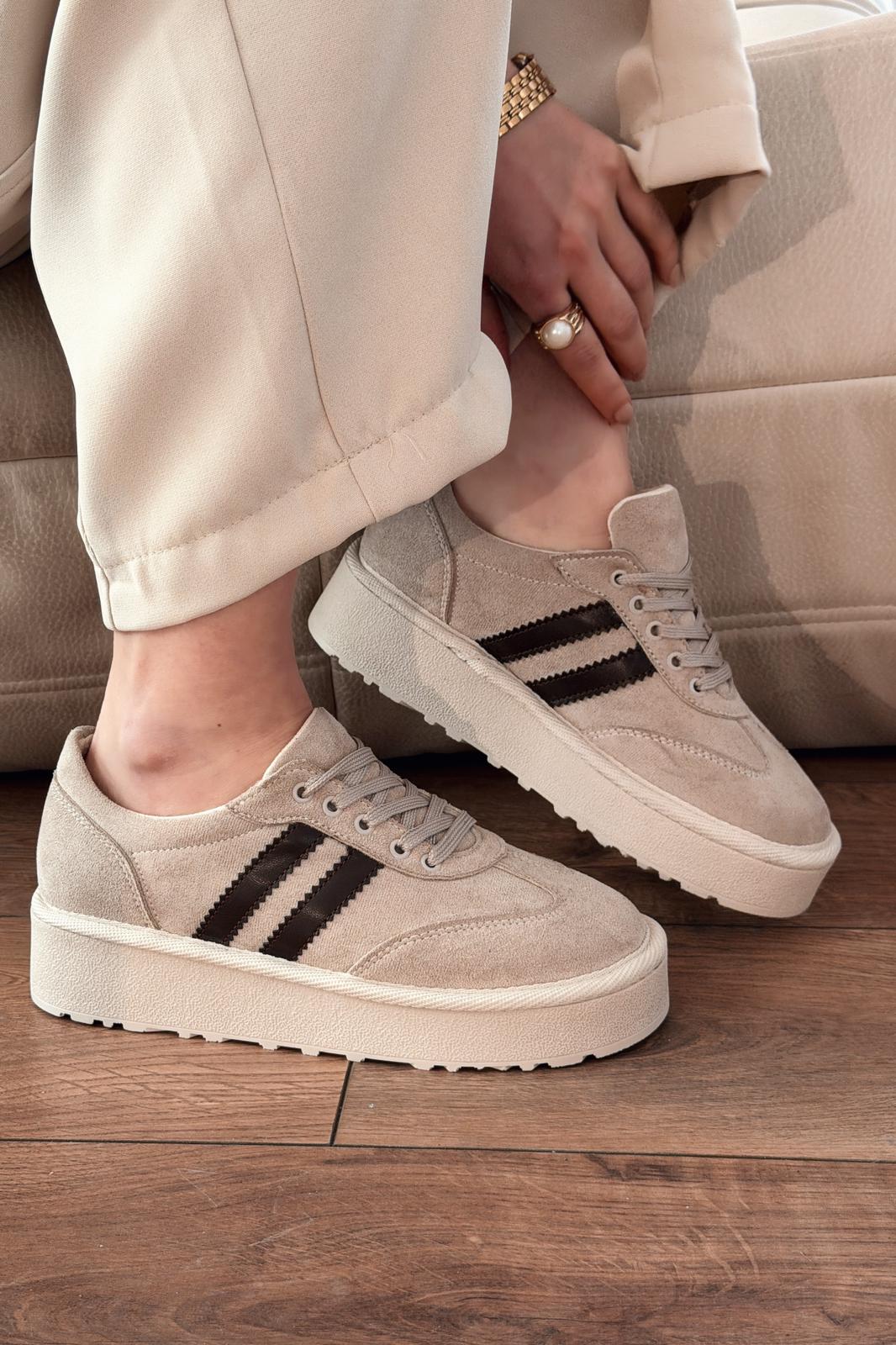 Vireo Kadın Spor Ayakkabı Bej Süet - ILOVESHOES