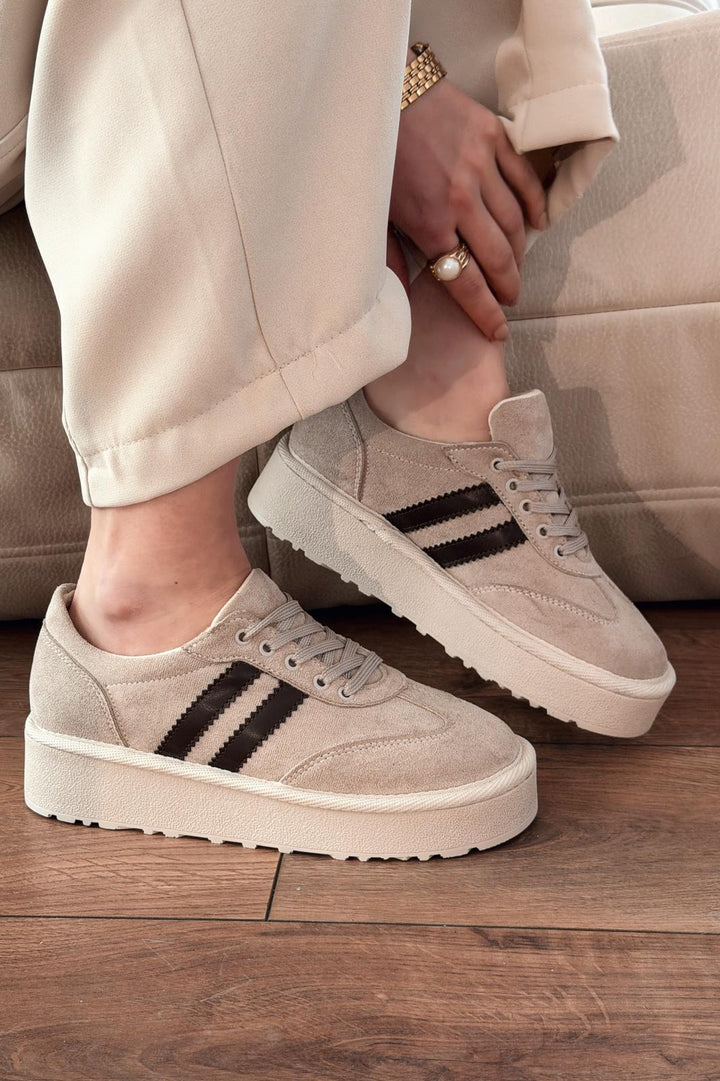 Vireo Kadın Spor Ayakkabı Bej Süet - ILOVESHOES