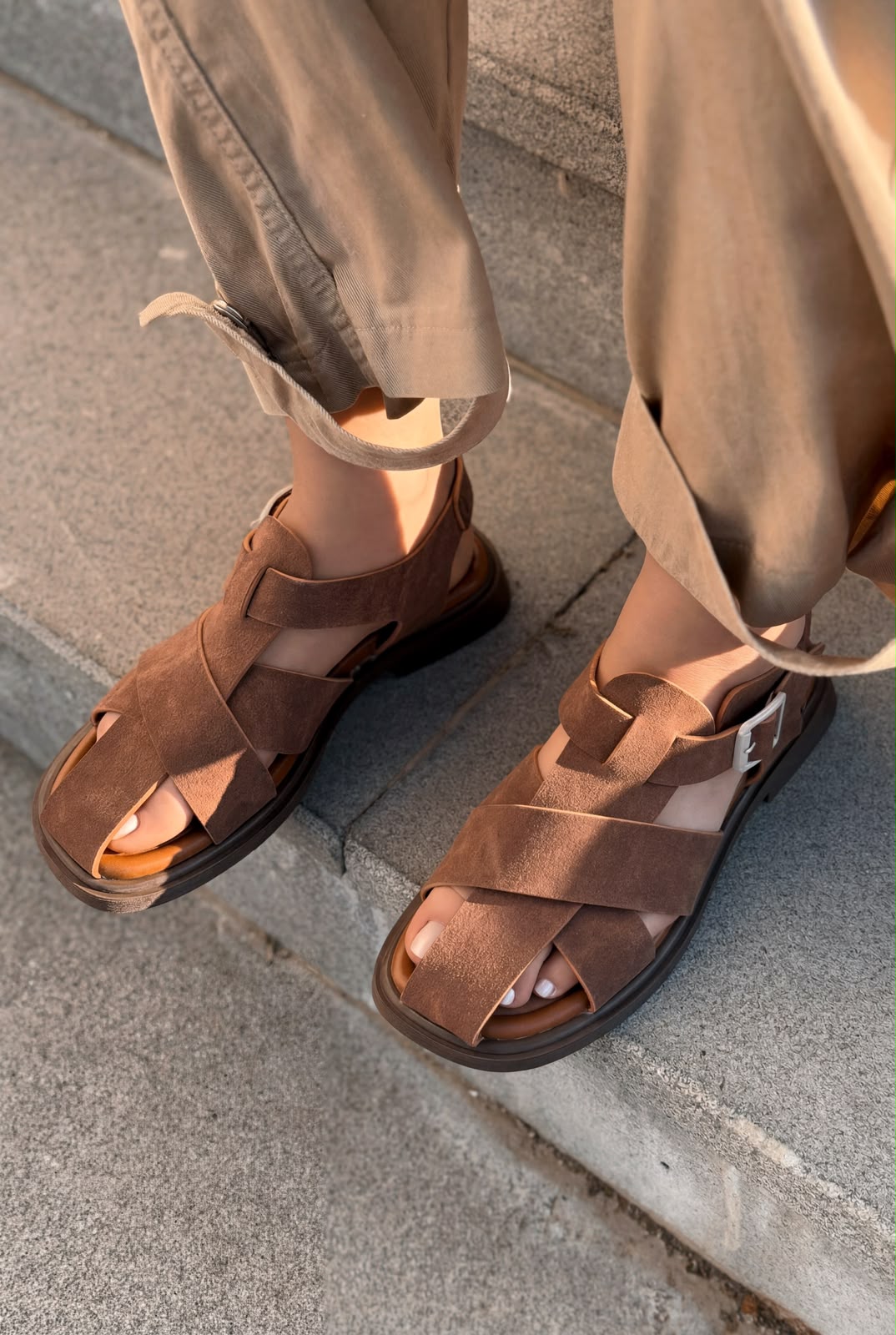 Evyra Acı Kahve Süet Kadın Sandalet - ILOVESHOES